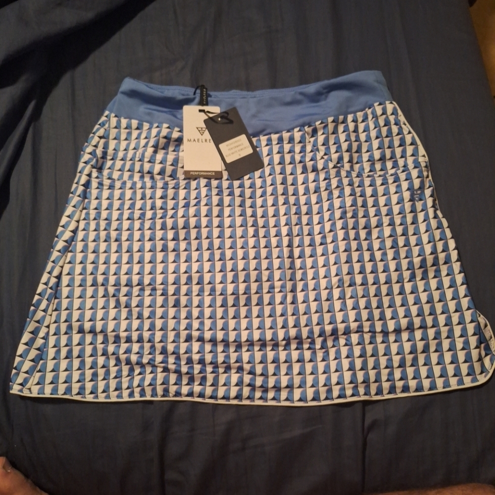 Maelreg Performance Womens Skirt With Blue White Semicircle Pattern Small